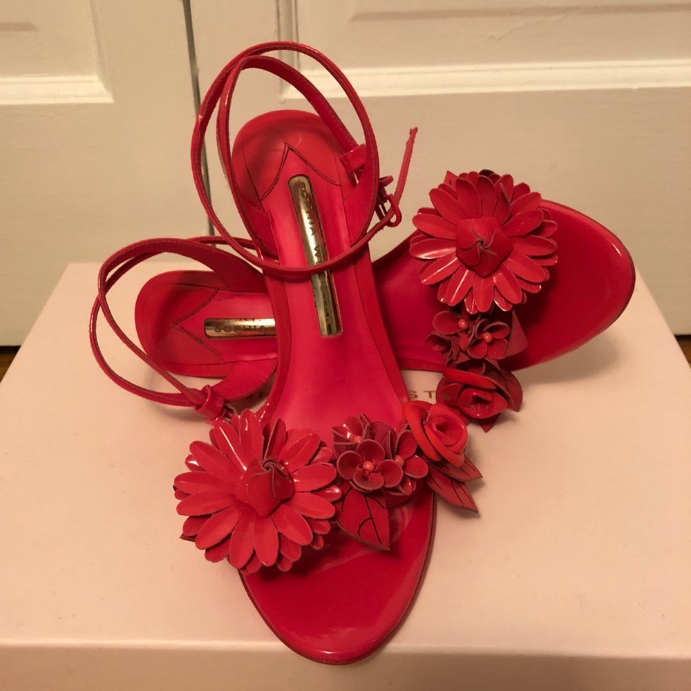 Sophia Webster Red Floral Heels